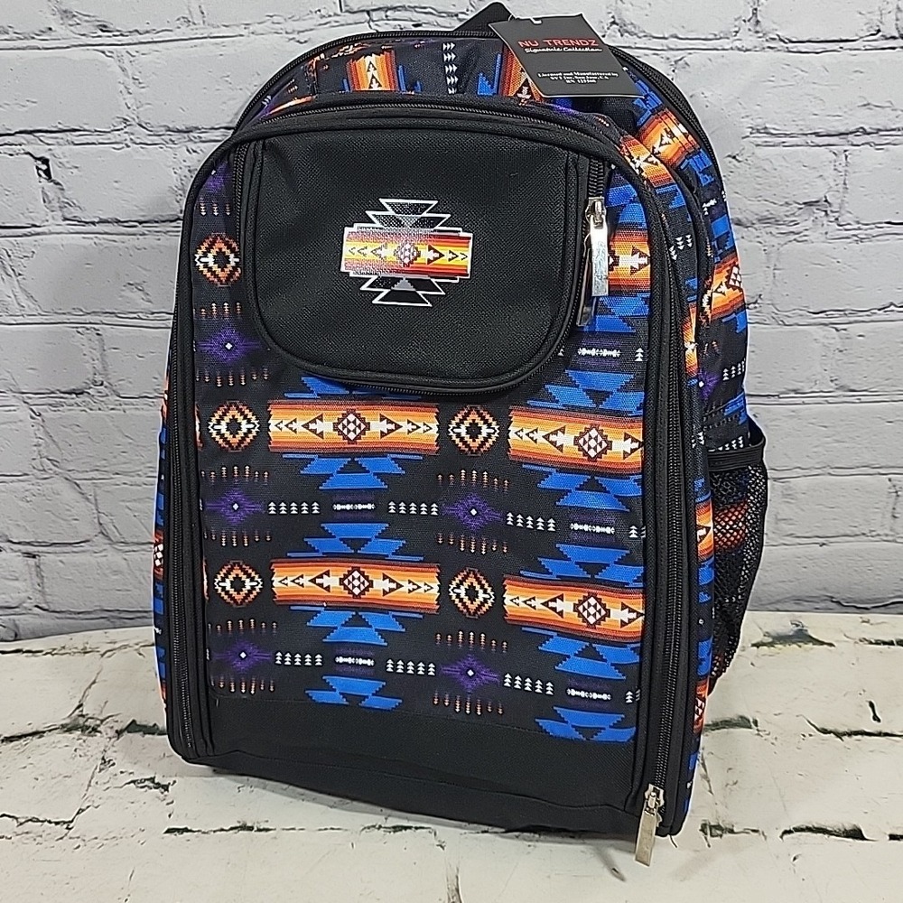 Southwest Aztec Print Backpack By Nu Trendz Insulated‎ Picnic Hiking NEW Flaw